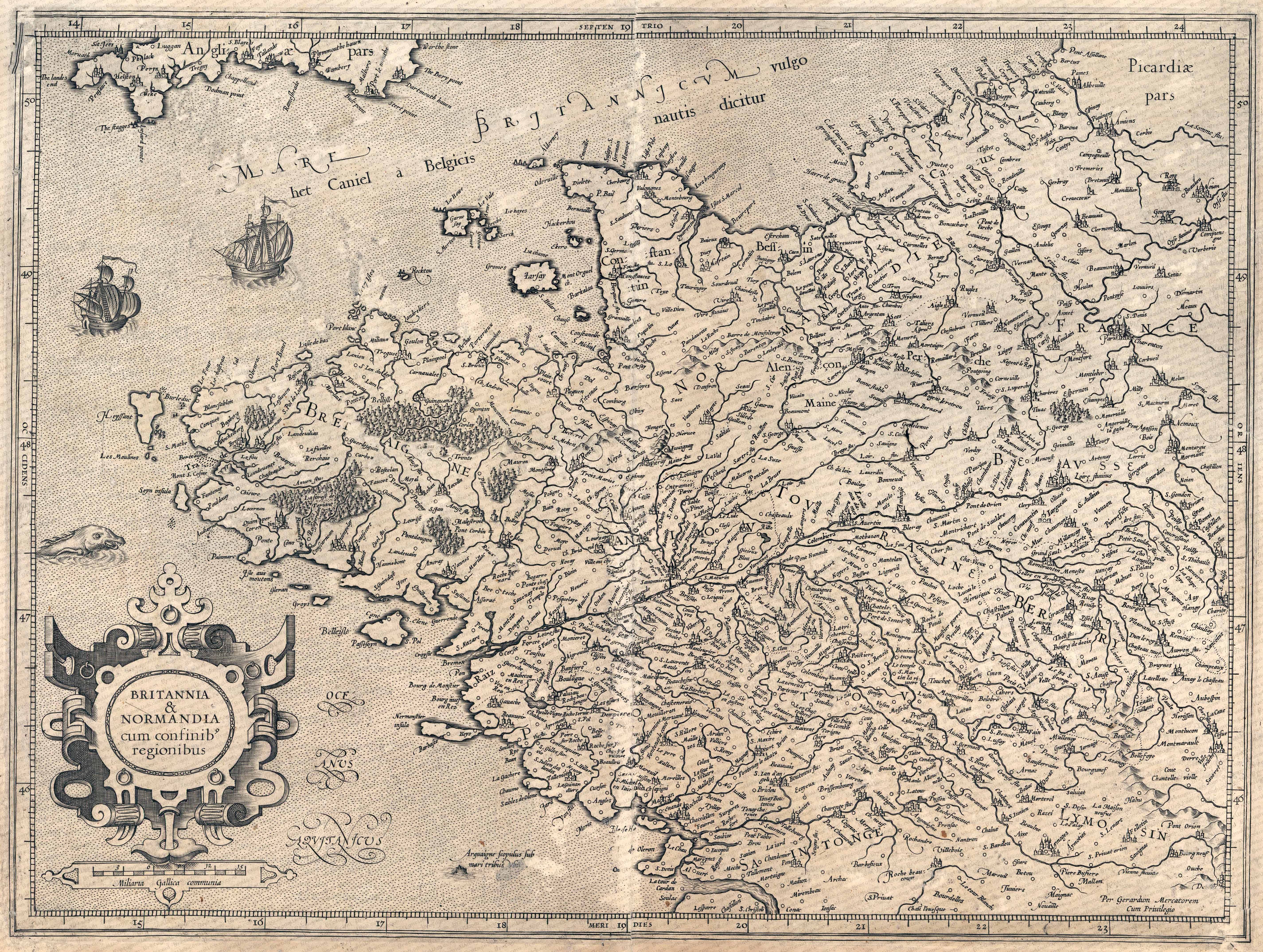bretagne carte de bretagne et de normandie de 1585