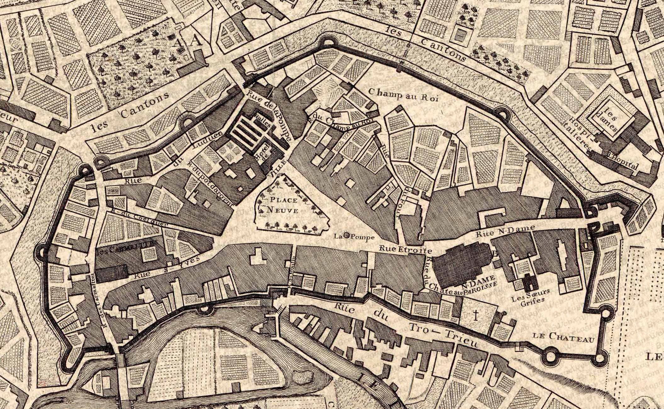 guingamp plan de guingamp intra-muros vers 1770
