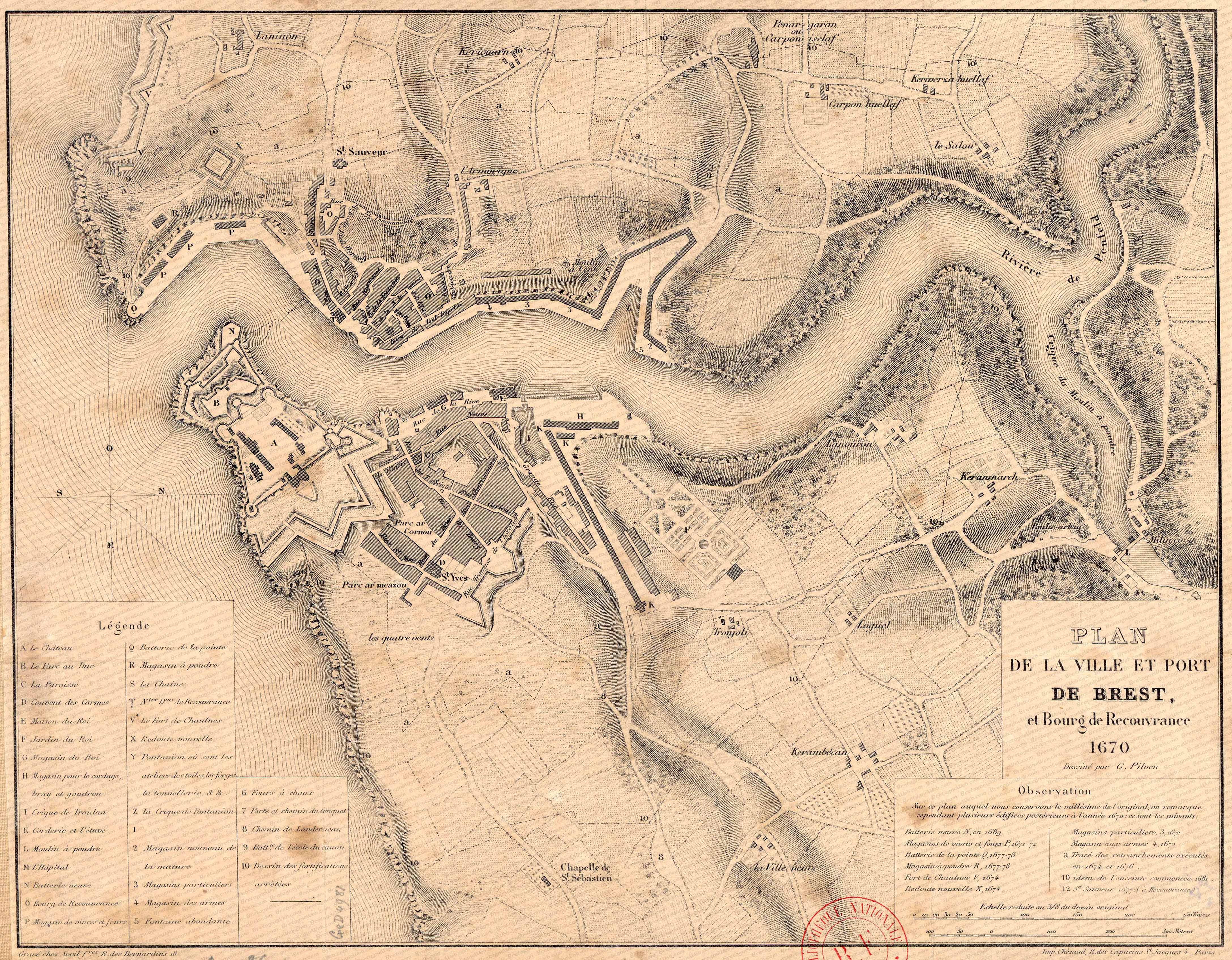 brest plan de brest par pilven en 1670