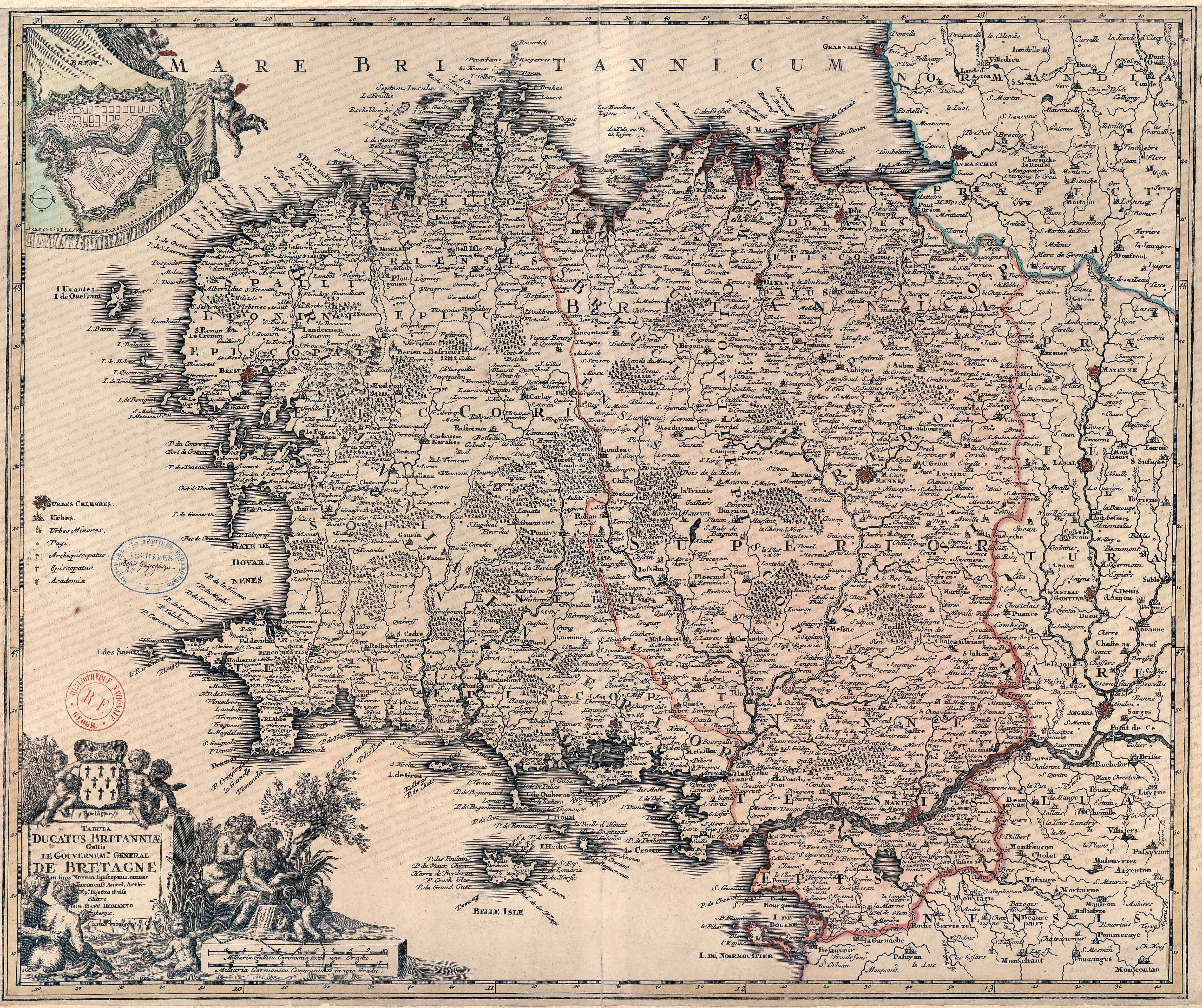 bretagne carte de bretagne et de brest du 16eme siecle