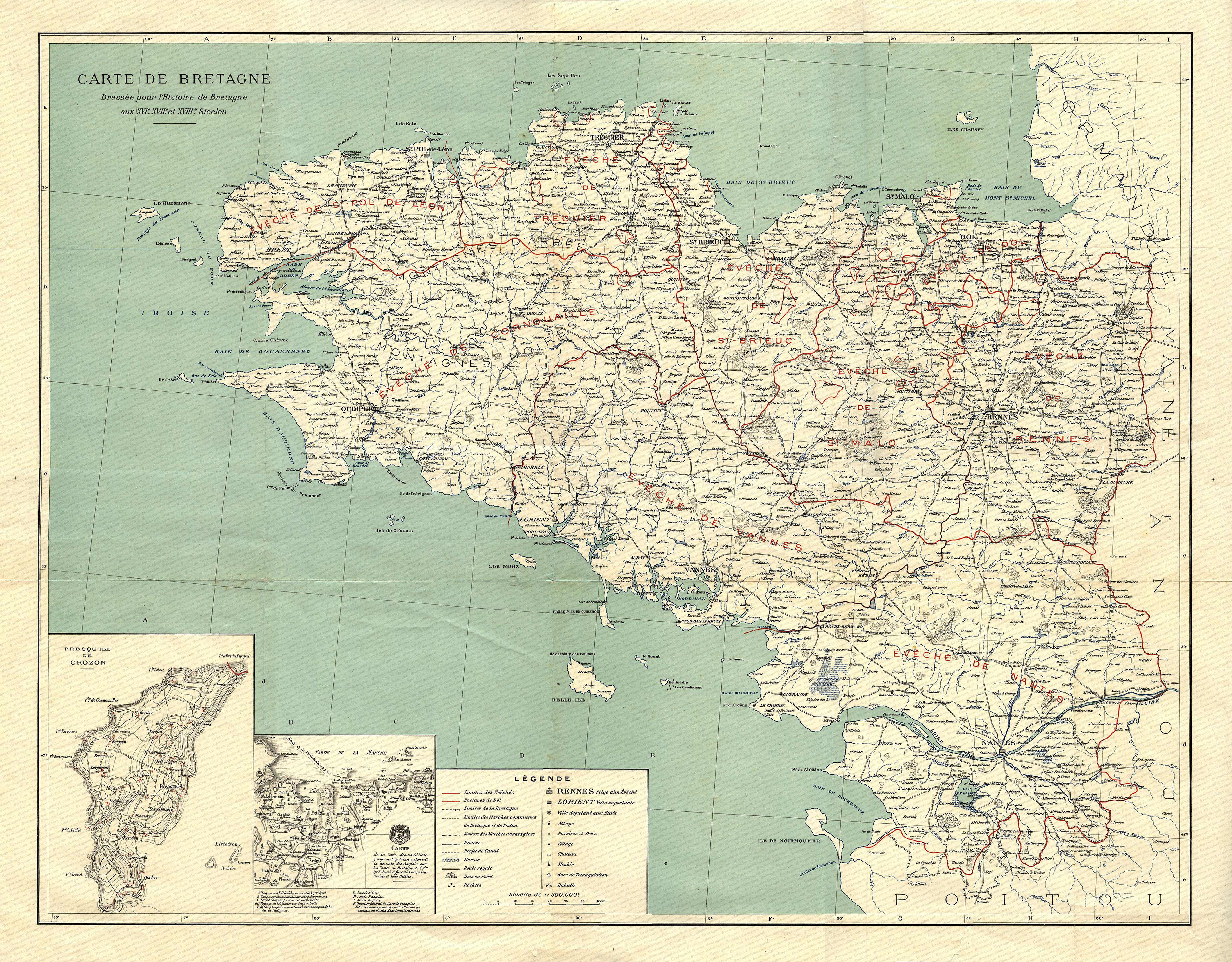 le moyne carte de bretagne du 16�me 17�me et 18�me siecles